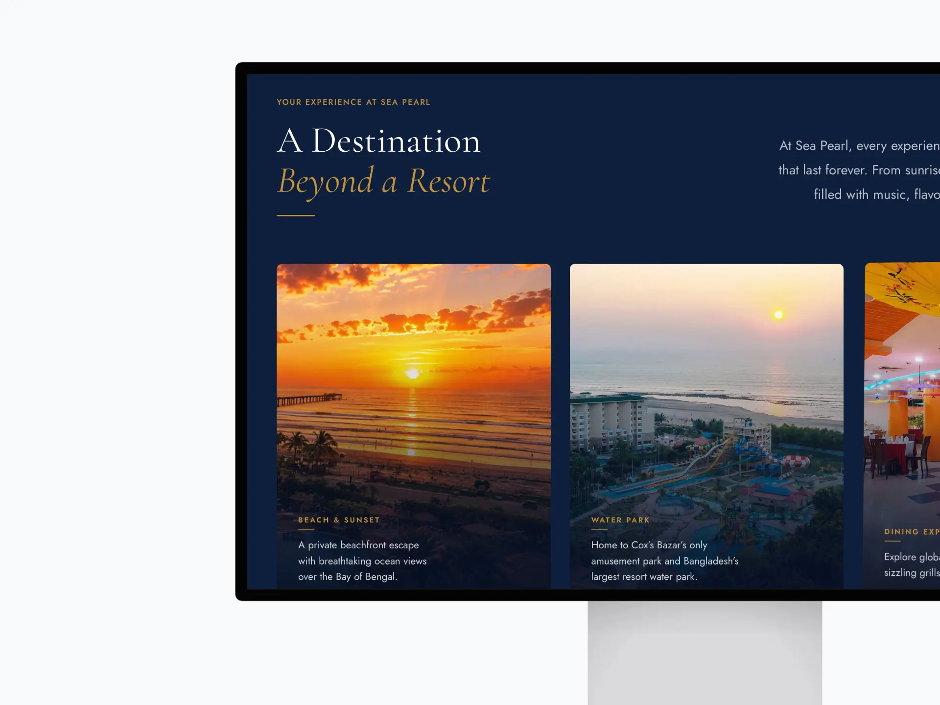 Sea Pearl resort experiences page